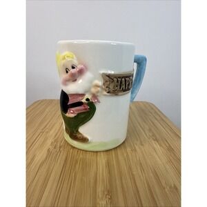 Walt Disney "Grumpy" Vintage‎ 1960s Enesco White 3D Clay Glazed Mug Cup